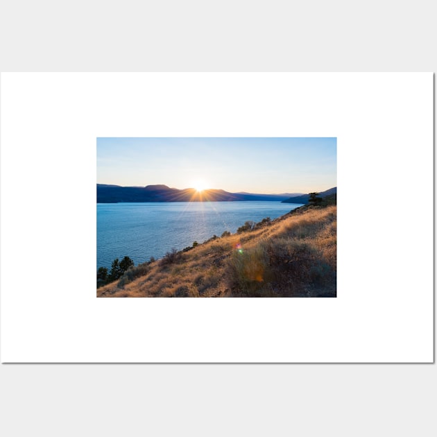 Summer Sun Setting Behind the Mountains over Okanagan Lake Wall Art by Amy-K-Mitchell